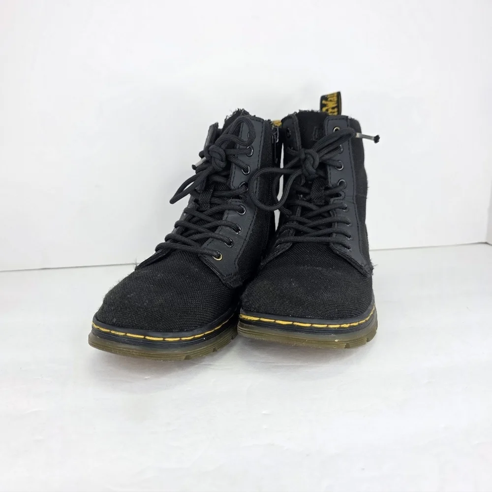 Dr. Martens Junior Comb KIDS Black Tough Poly Combat Ankle Boots Zip Up Size 1